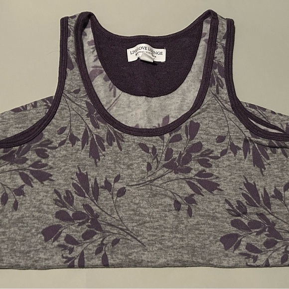 Live Love Lounge Floral Pajama Set - Purple and Gray - Picture 2 of 5